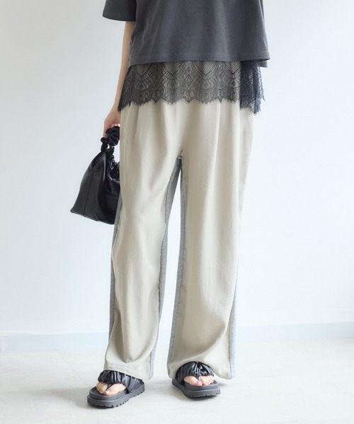 Paradise Picnic(パラダイスピクニック)の「Dignite Collier 異素材MIXパンツ(その他パンツ・レディース・カーキ/グレイッシュベージュ・FREE)」の13枚目の写真