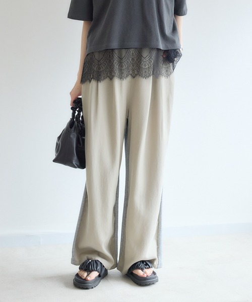 Paradise Picnic(パラダイスピクニック)の「Dignite Collier 異素材MIXパンツ(その他パンツ・レディース・カーキ/グレイッシュベージュ・FREE)」の15枚目の写真