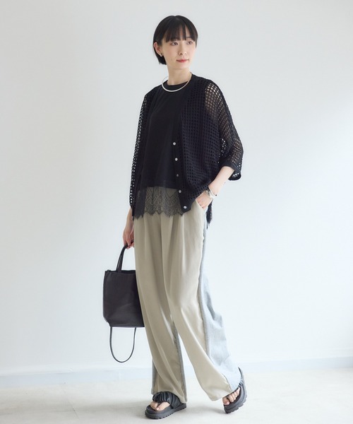 Paradise Picnic(パラダイスピクニック)の「Dignite Collier 異素材MIXパンツ(その他パンツ・レディース・カーキ/グレイッシュベージュ・FREE)」の19枚目の写真