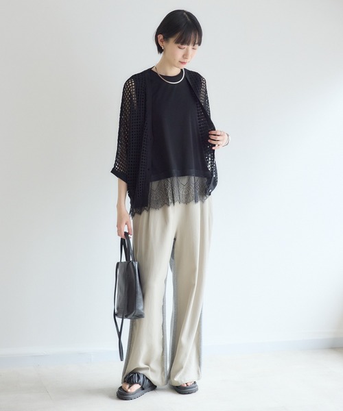Paradise Picnic(パラダイスピクニック)の「Dignite Collier 異素材MIXパンツ(その他パンツ・レディース・カーキ/グレイッシュベージュ・FREE)」の20枚目の写真