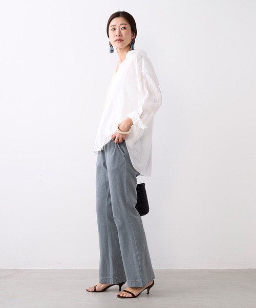 MICA&DEAL(マイカ&ディール)の「ラミー2WAYシアーシャツ(シャツ/ブラウス・レディース・キャメル/ラベンダー/ブラック/オフホワイト・FREE)」の8枚目の写真