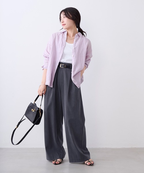 MICA&DEAL(マイカ&ディール)の「ラミー2WAYシアーシャツ(シャツ/ブラウス・レディース・キャメル/ラベンダー/ブラック/オフホワイト・FREE)」の11枚目の写真
