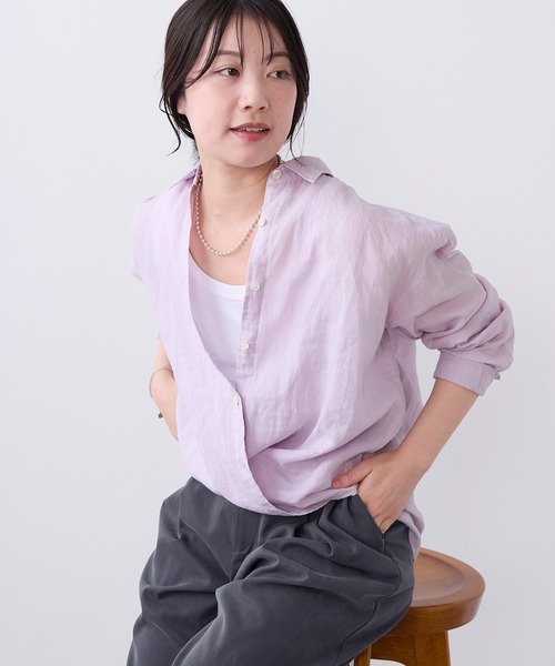 MICA&DEAL(マイカ&ディール)の「ラミー2WAYシアーシャツ(シャツ/ブラウス・レディース・キャメル/ラベンダー/ブラック/オフホワイト・FREE)」の13枚目の写真