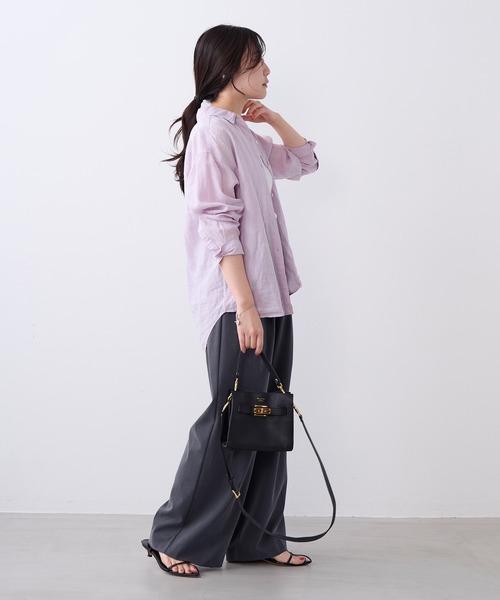 MICA&DEAL(マイカ&ディール)の「ラミー2WAYシアーシャツ(シャツ/ブラウス・レディース・キャメル/ラベンダー/ブラック/オフホワイト・FREE)」の15枚目の写真