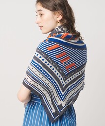 manipuri(マニプリ) ストール(ショール)美品  - ダークネイビー×ネイビー×ライトブルー コットン、シルク アッシュプラスエリオトロープ】マニプリ＜コットンシルクストール120