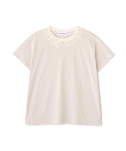 human woman(ヒューマンウーマン)の「◆【ウォッシャブル】レース衿スムースTシャツ(Tシャツ/カットソー・レディース・グレー/ブラック・MEDIUM)」の15枚目の写真