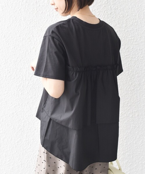 SHIPS Colors(シップス カラーズ)の「SHIPS Colors:〈手洗い可能〉バックティアード デザイン カットソー(Tシャツ/カットソー・レディース・イエロー/ブラック/オフホワイト・ONE SIZE)」の3枚目の写真