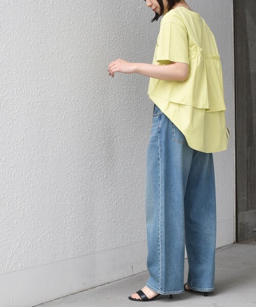 SHIPS Colors(シップス カラーズ)の「SHIPS Colors:〈手洗い可能〉バックティアード デザイン カットソー(Tシャツ/カットソー・レディース・イエロー/ブラック/オフホワイト・ONE SIZE)」の20枚目の写真