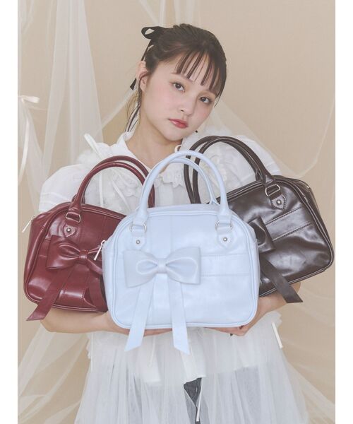 merry jenny(メリージェニー)の「bow ribbon gift bag(ハンドバッグ・レディース・ブルー/レッド/ブラウン・FREE)」の2枚目の写真