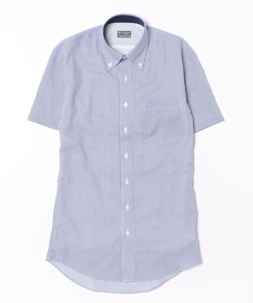 TOKYO SHIRTS(トウキョウシャツ)の「【Layered Cool】【吸水速乾】 形態安定ノンアイロン ボタンダウン 半袖ビジネスワイシャツ(ビジネスシャツ・メンズ・ブルー・首回り37cm/首回り39cm/首回り41cm/首回り42cm/首回り43cm)」の6枚目の写真