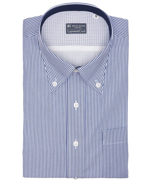 TOKYO SHIRTS(トウキョウシャツ)の「【Layered Cool】【吸水速乾】 形態安定ノンアイロン ボタンダウン 半袖ビジネスワイシャツ(ビジネスシャツ・メンズ・ブルー・首回り37cm/首回り39cm/首回り41cm/首回り42cm/首回り43cm)」の1枚目の写真