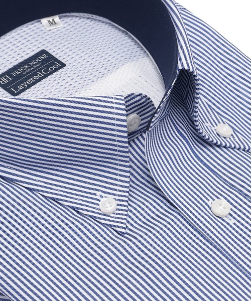TOKYO SHIRTS(トウキョウシャツ)の「【Layered Cool】【吸水速乾】 形態安定ノンアイロン ボタンダウン 半袖ビジネスワイシャツ(ビジネスシャツ・メンズ・ブルー・首回り37cm/首回り39cm/首回り41cm/首回り42cm/首回り43cm)」の2枚目の写真