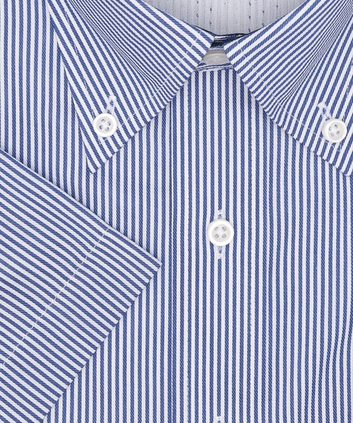 TOKYO SHIRTS(トウキョウシャツ)の「【Layered Cool】【吸水速乾】 形態安定ノンアイロン ボタンダウン 半袖ビジネスワイシャツ(ビジネスシャツ・メンズ・ブルー・首回り37cm/首回り39cm/首回り41cm/首回り42cm/首回り43cm)」の3枚目の写真
