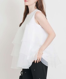 PICCIN PERLA | オーガンジーティアードノースリーブプルオーバー(Tシャツ/カットソー)