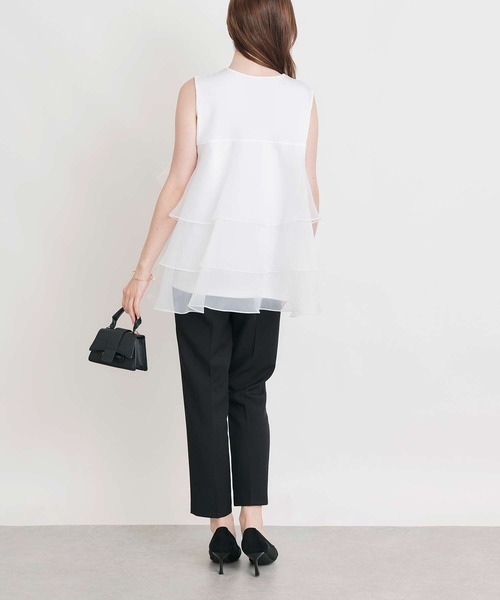 PICCIN PERLA(ピッチンペルラ)の「オーガンジーティアードノースリーブプルオーバー(Tシャツ/カットソー・レディース・ブラック/オフホワイト/ライトグリーン・M)」の13枚目の写真