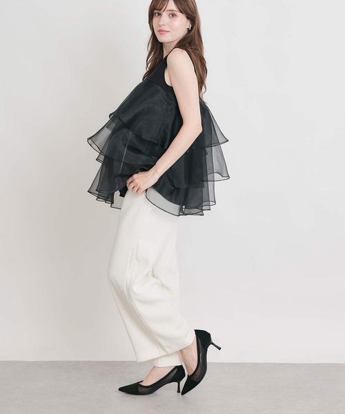 PICCIN PERLA(ピッチンペルラ)の「オーガンジーティアードノースリーブプルオーバー(Tシャツ/カットソー・レディース・ブラック/オフホワイト/ライトグリーン・M)」の19枚目の写真