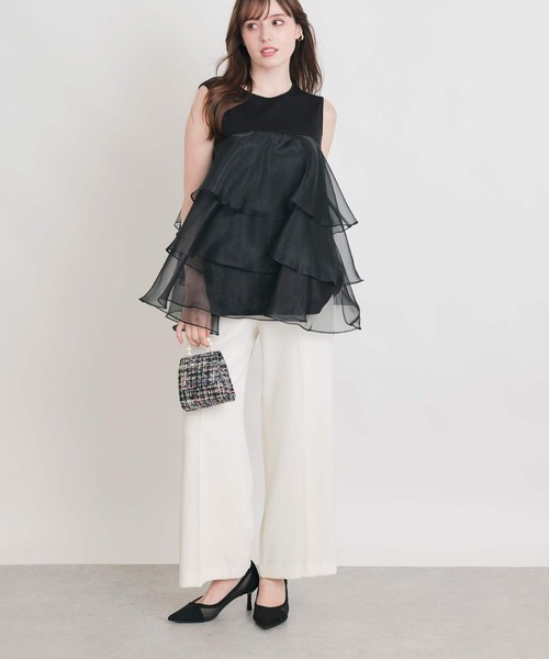 PICCIN PERLA(ピッチンペルラ)の「オーガンジーティアードノースリーブプルオーバー(Tシャツ/カットソー・レディース・ブラック/オフホワイト/ライトグリーン・M)」の18枚目の写真