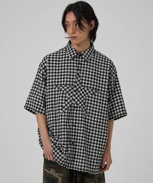 HOODHOOD(フッドフッド)の「【UNISEX】HOODHOOD/スターアップリケチェックシャツ(シャツ/ブラウス・レディース・ブラック/ブルー・MEDIUM)」の19枚目の写真