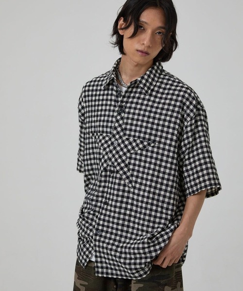 HOODHOOD(フッドフッド)の「【UNISEX】HOODHOOD/スターアップリケチェックシャツ(シャツ/ブラウス・レディース・ブラック/ブルー・MEDIUM)」の20枚目の写真