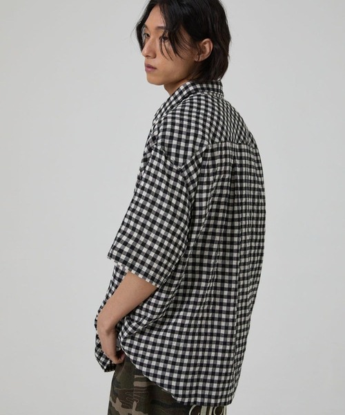 HOODHOOD(フッドフッド)の「【UNISEX】HOODHOOD/スターアップリケチェックシャツ(シャツ/ブラウス・レディース・ブラック/ブルー・MEDIUM)」の21枚目の写真