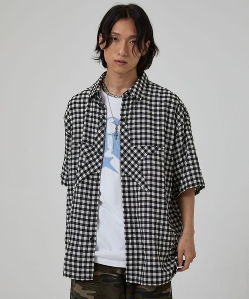 HOODHOOD(フッドフッド)の「【UNISEX】HOODHOOD/スターアップリケチェックシャツ(シャツ/ブラウス・レディース・ブラック/ブルー・MEDIUM)」の22枚目の写真