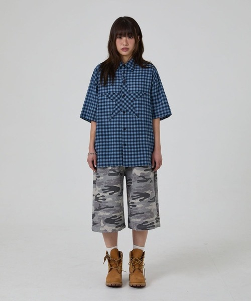 HOODHOOD(フッドフッド)の「【UNISEX】HOODHOOD/スターアップリケチェックシャツ(シャツ/ブラウス・レディース・ブラック/ブルー・MEDIUM)」の13枚目の写真