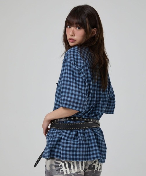 HOODHOOD(フッドフッド)の「【UNISEX】HOODHOOD/スターアップリケチェックシャツ(シャツ/ブラウス・レディース・ブラック/ブルー・MEDIUM)」の9枚目の写真