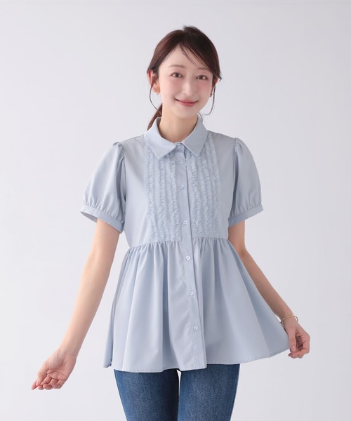 Mirenue(ミレニュー)の「フロントフリルペプラムブラウス(シャツ/ブラウス・レディース・ブルー/ホワイト/ネイビー・FREE)」の14枚目の写真