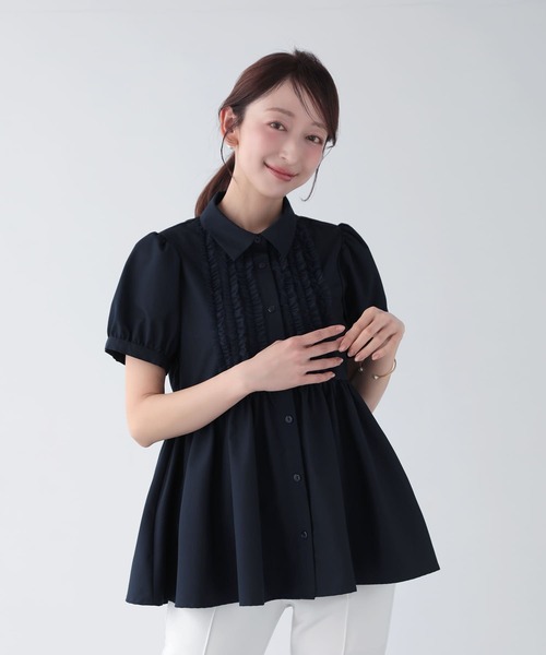 Mirenue(ミレニュー)の「フロントフリルペプラムブラウス(シャツ/ブラウス・レディース・ブルー/ホワイト/ネイビー・FREE)」の20枚目の写真