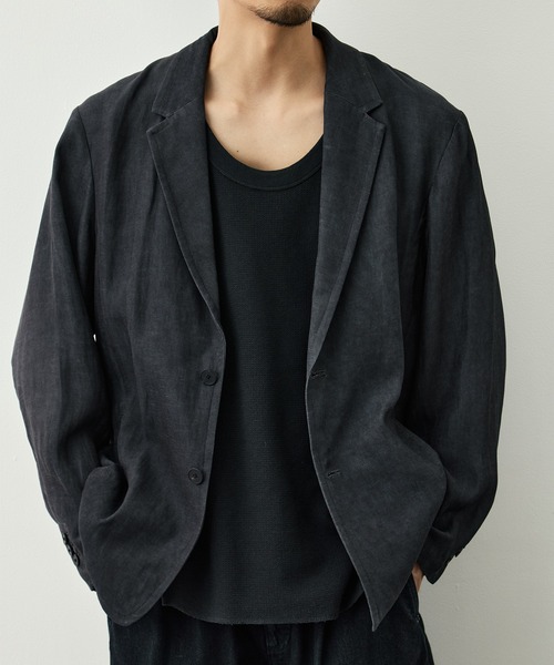 CITY TOKYO（シティトウキョウ）の「【CITY TOKYO/シティートーキョー】Fade linen リラックスジャケット（テーラードジャケット・メンズ・ベージュ/ダークグレー・2/1/3）」の15枚目の写真