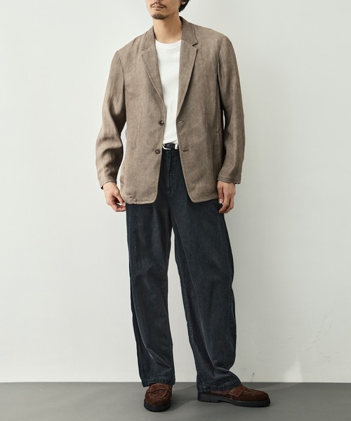 CITY TOKYO（シティトウキョウ）の「【CITY TOKYO/シティートーキョー】Fade linen リラックスジャケット（テーラードジャケット・メンズ・ベージュ/ダークグレー・2/1/3）」の12枚目の写真