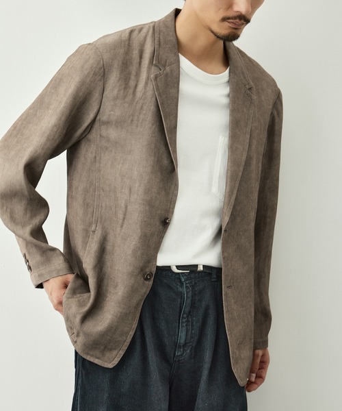 CITY TOKYO（シティトウキョウ）の「【CITY TOKYO/シティートーキョー】Fade linen リラックスジャケット（テーラードジャケット・メンズ・ベージュ/ダークグレー・2/1/3）」の5枚目の写真