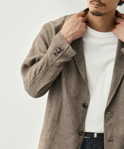 CITY TOKYO（シティトウキョウ）の「【CITY TOKYO/シティートーキョー】Fade linen リラックスジャケット（テーラードジャケット・メンズ・ベージュ/ダークグレー・2/1/3）」の11枚目の写真