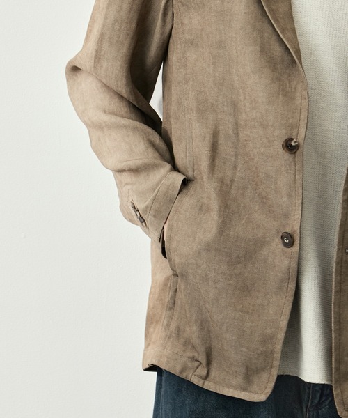 CITY TOKYO（シティトウキョウ）の「【CITY TOKYO/シティートーキョー】Fade linen リラックスジャケット（テーラードジャケット・メンズ・ベージュ/ダークグレー・2/1/3）」の8枚目の写真