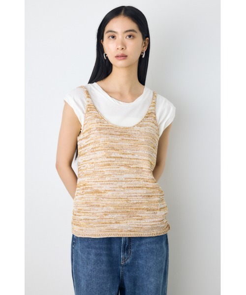 AZUL by moussy(アズールバイマウジー)の「メランジニットキャミソール(キャミソール・レディース・ブルー系その他/ベージュ系その他/イエロー系その他・SMALL/MEDIUM)」の3枚目の写真
