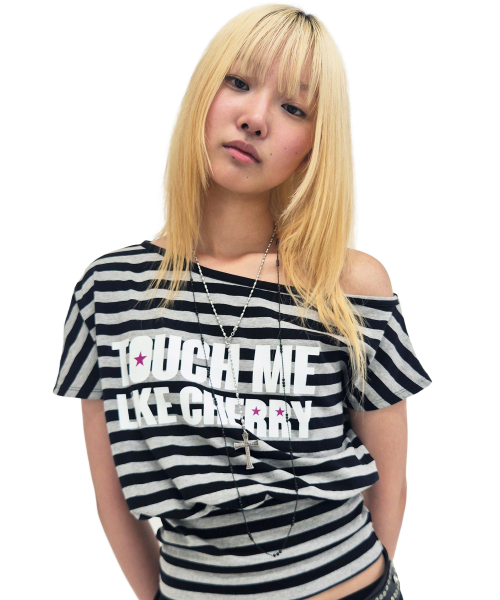 runningHIGH（ランニングハイ）の「ストライプワンショルダーH/Sティー[ブラック]（Tシャツ/カットソー・レディース・その他・FREE）」の4枚目の写真