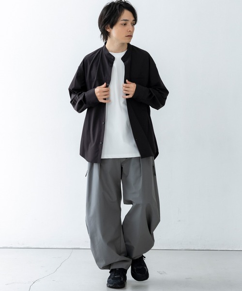 +phenix(プラスフェニックス)の「+phenix(プラスフェニックス)SEAM POCKET BAND COLLAR SHIRT / シームポケット バンドカラーシャツ(シャツ/ブラウス・メンズ・ブルー/ブラック/サックスブルー・M/XL/L)」の7枚目の写真