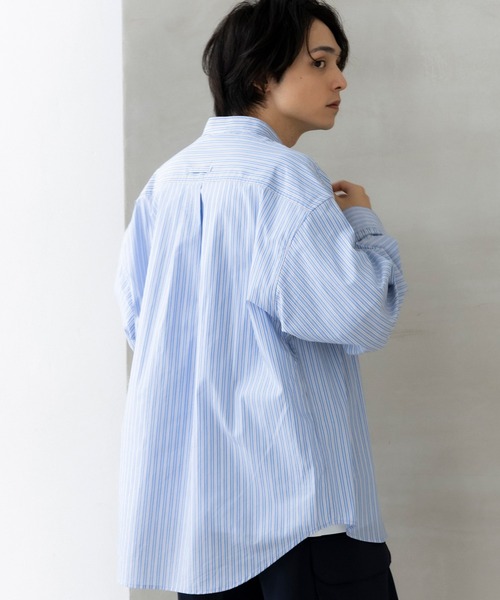 +phenix(プラスフェニックス)の「+phenix(プラスフェニックス)SEAM POCKET BAND COLLAR SHIRT / シームポケット バンドカラーシャツ(シャツ/ブラウス・メンズ・ブルー/ブラック/サックスブルー・M/XL/L)」の10枚目の写真