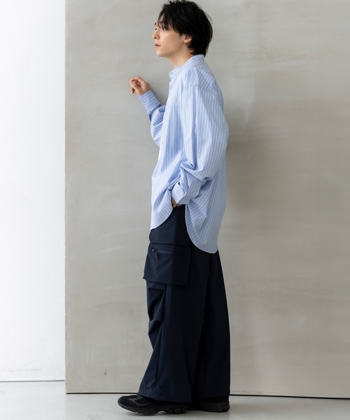 +phenix(プラスフェニックス)の「+phenix(プラスフェニックス)SEAM POCKET BAND COLLAR SHIRT / シームポケット バンドカラーシャツ(シャツ/ブラウス・メンズ・ブルー/ブラック/サックスブルー・M/XL/L)」の15枚目の写真