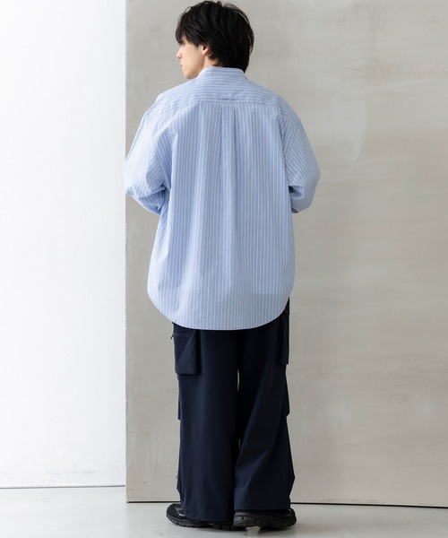 +phenix(プラスフェニックス)の「+phenix(プラスフェニックス)SEAM POCKET BAND COLLAR SHIRT / シームポケット バンドカラーシャツ(シャツ/ブラウス・メンズ・ブルー/ブラック/サックスブルー・M/XL/L)」の16枚目の写真