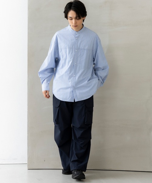 +phenix(プラスフェニックス)の「+phenix(プラスフェニックス)SEAM POCKET BAND COLLAR SHIRT / シームポケット バンドカラーシャツ(シャツ/ブラウス・メンズ・ブルー/ブラック/サックスブルー・M/XL/L)」の18枚目の写真