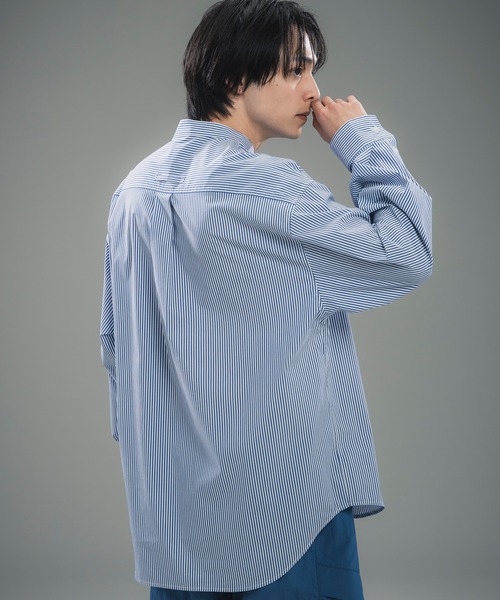 +phenix(プラスフェニックス)の「+phenix(プラスフェニックス)SEAM POCKET BAND COLLAR SHIRT / シームポケット バンドカラーシャツ(シャツ/ブラウス・メンズ・ブルー/ブラック/サックスブルー・M/XL/L)」の20枚目の写真