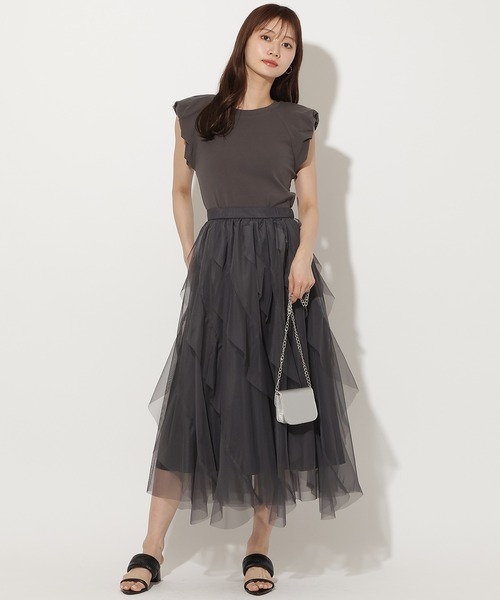 AND COUTURE(アンドクチュール)の「タックバルーンスリーブプルオーバー(Tシャツ/カットソー・レディース・ピンク/チャコールグレー/オフホワイト・FREE)」の15枚目の写真