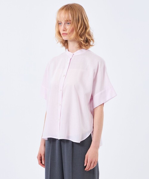 MACKINTOSH PHILOSOPHY(マッキントッシュ フィロソフィー)の「リネンミックスバンドカラーシャツ(シャツ/ブラウス・レディース・ピンク系その他2/ブルー系その他2/ブラウン系その他4・36/38)」の4枚目の写真