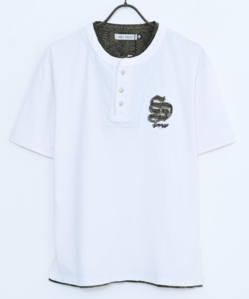 SILVER BULLET(シルバーバレット)の「『SILVER BULLET SELECT AP/シルバーバレットセレクト』フェイクレイヤードヘンリーネックTEE(Tシャツ/カットソー・メンズ・ライトグレー/ブラック/ホワイト・L/M)」の4枚目の写真