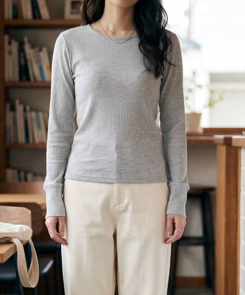 umune（ウムネ）の「リブサムホールロンT（Tシャツ/カットソー・レディース・ライトブルー/杢グレー/チャコールグレー・FREE）」の19枚目の写真