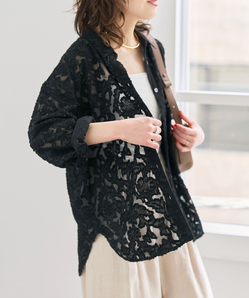 Spick & Span(スピックアンドスパン)の「《新色有り / 追加》シアージャガードシャツ(シャツ/ブラウス・レディース・アイボリー/ブラック/ブラウン・FREE)」の16枚目の写真