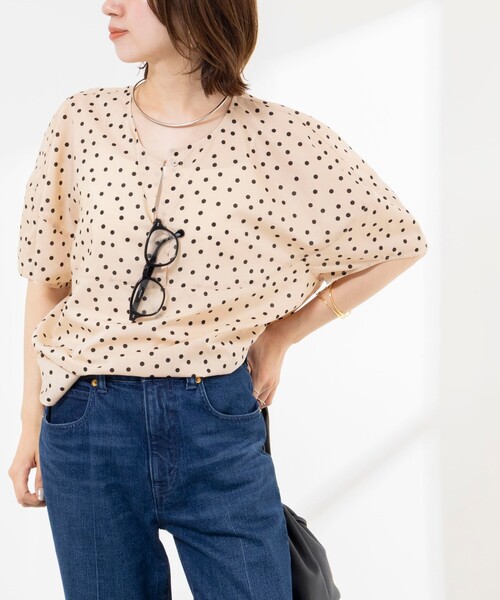 Rie Miller(リエミラー)の「《接触冷感》ウォッシャブルキャップスリーブプルオーバー(シャツ/ブラウス・レディース・ブラウン系その他/ベージュ系その他/ブラック系その他・38)」の3枚目の写真