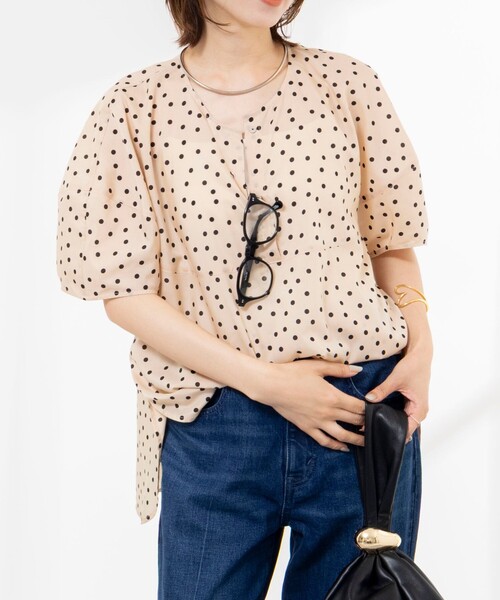 Rie Miller(リエミラー)の「《接触冷感》ウォッシャブルキャップスリーブプルオーバー(シャツ/ブラウス・レディース・ブラウン系その他/ベージュ系その他/ブラック系その他・38)」の14枚目の写真