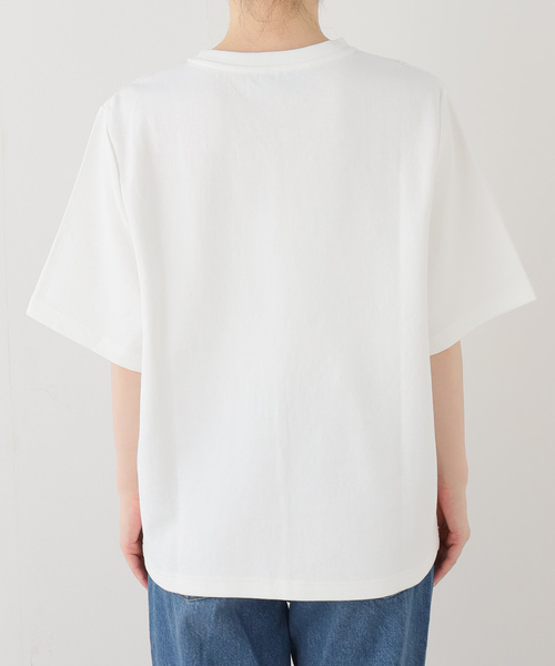 Spick & Span(スピックアンドスパン)の「《一部店舗+WEB限定》BERENICE. / べレニス TSHIRT COL ROND BRODERIE V(Tシャツ/カットソー・レディース・ホワイト・SMALL)」の10枚目の写真